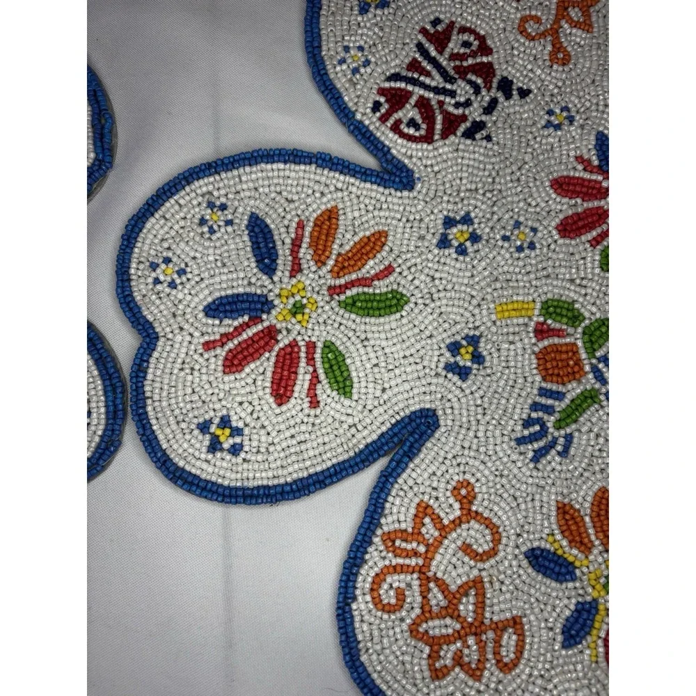 Temp-tation Seasonal Set Of 4 Hand Beaded Placemats Floral